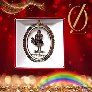Wizard of Oz Brass Ornament No Place Like Home Dorothy Ruby Slippers Toto